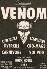 venom black metal the ritz 1986 advert concert
