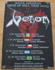 venom south american dates of hell tour 2009 poster