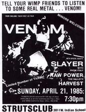 venom black metal 1985 tour flyer slayer exodus